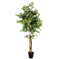 Arbres artificiels pour l'aménagement paysager intérieur, décoration verte, faux ficus albi avec troncs naturels