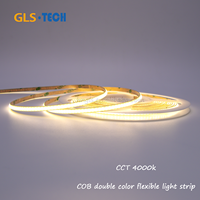 Bande LED COB CCT réglable 600 LED 5mm DC24V 12V 7+7W/m 1400lm Ra90 Sans points, sans couture, découpable pour éclairage intérieur d'armoires