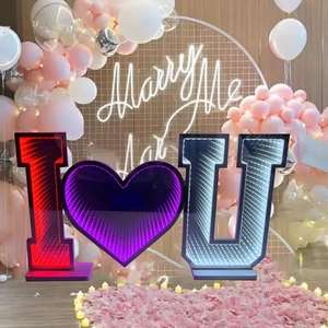 Je t'aime, miroir à mille couches, éclairage néon alimenté par USB, style cyberpunk, commande par bouton-poussoir, pour la décoration de la maison, du centre commercial, sans paliers - Product Image 3