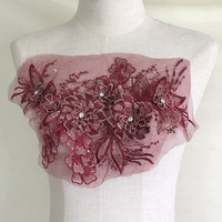 3D fleur strass broderie dentelle applique français dentelle patch pour accessoire de robe