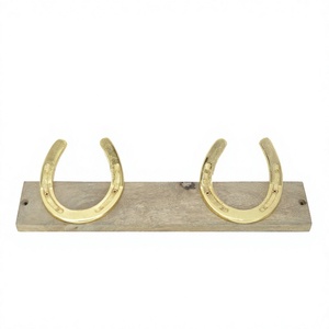 Horse Shoe <b>Hooks</b> & <b>Rails</b> Wood Board Mounted Equestrian <b>Hook</b> and Towel Cloth Hanging <b>Rail</b> Multifunctional Holder for Bathroom - Product Image 1