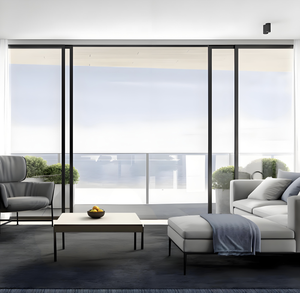 Porte coulissante moderne simple en aluminium étroite à double vitrage en verre trempé, isolation phonique, caractéristiques d'économie d'énergie, intérieur/extérieur - Product Image 4