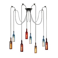 Lampe minimaliste américaine Restaurant Bar Café Couleur Bouteille de bière Décoration de nuit Lustre Personnalité Lumières créatives en verre