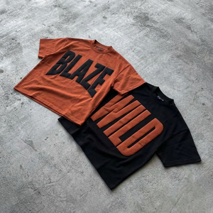 T-Shirt Nera di Alta Qualità con Stampa 3D in Rilievo, Magliette Hip Hop Streetwear per Uomo, T-Shirt Oversize in Cotone Pesante - Product Image 3