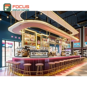 Durable Coffee Display Cabinet Laminate Wood Finish Syrup Bottle Display Area Coffee Display Cabinet - Product Image 1