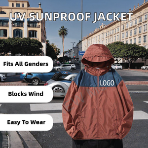 Summer Casual Zipper Hooded UV Sunproof Thin <b>Lightweight</b> <b>Jacket</b> for <b>Men</b> and Women Two Tones Finished - Product Image 2