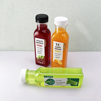 Bouteille de boisson en plastique PET carrée plate transparente de 270 ml (9 oz) jetable pour jus, lait, thé, avec bouchon inviolable