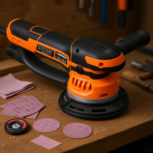 Lijadora orbital aleatoria de doble acción, 6 pulgadas, 1200W, velocidad variable eléctrica, con lijas para madera, metal y pintura - Product Image 2