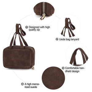 Suede Genuine Leather Mini Bag Charm Women <b>Small</b> <b>Wallet</b> Zippered Coin Purse Everyday Accessory Solid Color Fall 2024 - Product Image 3