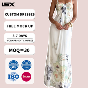 Vestido Largo <span class=keywords><strong>de</strong></span> Verano para Mujer, Diseño Personalizado OEM ODM, Estampado Floral Completo, Corte Entallado, Cintura Alta, Estilo Recto, para Vacaciones <span class=keywords><strong>de</strong></span> Verano - Product Image 1