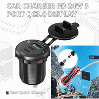 Prise USB 12V 24V à montage sur panneau avec ports QC3.0 et PD, couvercle rabattable, câblage avec fusible intégré pour bateau, camion, camping-car