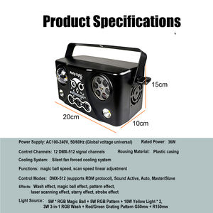 <span class=keywords><strong>Precio</strong></span> de Fábrica, Bola Mágica Láser RGBW <span class=keywords><strong>5</strong></span> en 1, Efecto DMX512, 12 Canales, Portátil, Control Remoto, para Discoteca, DJ, Fiesta, KTV, Club, Bar, Escenario - Product Image 5