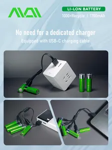Batteries rechargeables écologiques et de sécurité haute capacité 1.5v Aa Recargable avec port USB
