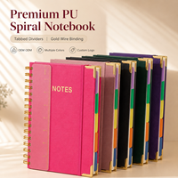 Carnet de notes A5 personnalisé avec logo, couverture rigide en PU, reliure spirale, papier épais, fermeture élastique, intercalaires à languettes, idéal pour le bureau, cadeau d'entreprise, vente en gros