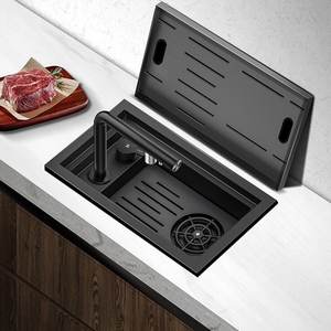 Fregadero de cocina multifuncional oculto de un solo tazón con superficie nano para barra de agua doméstica y uso en gabinete lateral de RV, de acero inoxidable - Product Image 1