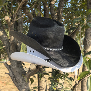 Sombrero Vaquero de Paja de Papel para Hombre Estilo Americano Western de Texas con Ala Moldeable de Cubierta Dura y Cuerno Largo Tipo Cattleman <span class=keywords><strong>Boa</strong></span> México - Product Image 2