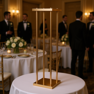 Support à fleurs en métal doré, 31,5 pouces, détachable, décoration moderne pour mariage et fête - Product Image 2