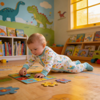 Pyjama Combinaison Bébé Unisexe en Fibre de Bambou Bio avec Logo Personnalisé Imprimé Animal, Fermeture Éclair Bidirectionnelle, ODM OEM