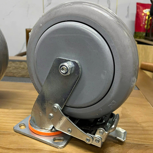 Roulettes robustes avec bande de roulement en caoutchouc thermoplastique, support en acier zingué, frein pivotant, performance de roulement fluide, 4, 6, 8 pouces - Product Image 1