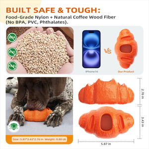 Giocattolo per Cani Ecologico in Gomma Naturale a Forma di Croissant, Dispenser di Cibo Umido con Ripieno di Burro di Arachidi, Giocattolo Lento per l'Alimentazione - Product Image 5