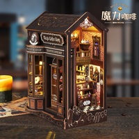 Kit de bricolage Magic Coffee Shop Book Nook, Kit de maison miniature en bois, Puzzle 3D à faire soi-même, Maison en bois artisanale faite à la main