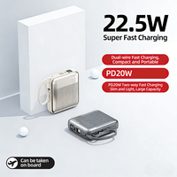 Power Bank Mini Kapasitas Tinggi 20000mAh Tahan Air Kabel Terintegrasi Pengisian Cepat Desain Ultra Tipis Layar LED 22.5W Laris Terjual