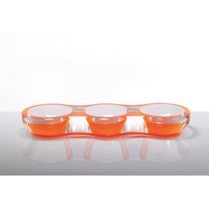 Lucite Neon Tamarin Bowl Em Laranja Acrílico Mini Buquês Flores Secas Pea Pod Shaped Display Bowl - Product Image 2
