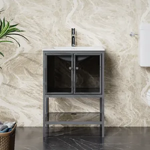 Nieuw Kom Serie Zwart Aluminium Frame Badkamer Cainet Met Kd Design In Klein Pakket