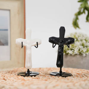 Cristal de Piedra Preciosa Natural al por Mayor, Obsidiana, Cruz Grande y Base de Jesús para Decoración de Oficina - Product Image 3