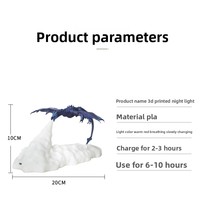 Veilleuse LED en forme de dragon imprimée en 3D, alimentée par piles, avec lumière bleue – Cadeau original pour la décoration de la maison