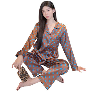 Pyjama Cardigan Coréen Rétro à Pois Style Ins, Élégant et Respirant en Soie Glacée pour Femme, Idéal Printemps - Product Image 5