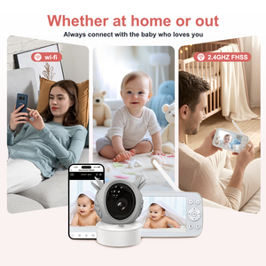 Cámara de Vigilancia para Bebés con Video y Audio, Fabricación OEM en China, WiFi 1080P, Visión Nocturna, Detección de Llanto, Monitores para Bebés y Mascotas de 5 Pulgadas - Product Image 4