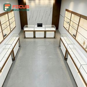 Modern Luxury Glass Display <b>Cabinet</b> Metal Jewelry Showcase Wooden Counter Structure for Retail Store - Product Image 5