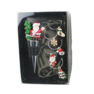 Christmas Wine <b>Stopper</b> Kit With 5 <b>Bottle</b> Rings Metal <b>Bottle</b> <b>Stopper</b> For Holiday Party Decoration Set - Product Image 1