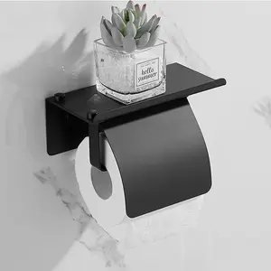 304 Rvs Toilet Paper Roll Holder 360 Graden Draaibare Zelfklevende Toiletrolhouder Met Telefoon Plank