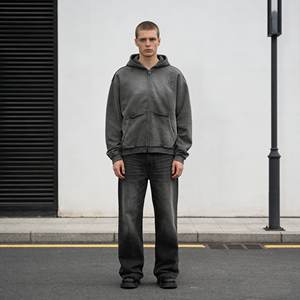 Sudadera con capucha para hombre, de algodón French Terry, con logotipo personalizado, estilo acid-washed y desgastado, de los más vendidos, para fabricantes de ropa. - Product Image 4