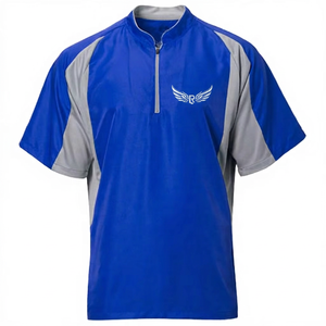 Royal Blue <b>Men's</b> Quarter-Zip Sport Shirt With Wing Logo Embroidery Quick Dry Polyester <b>Summer</b> Wear - Product Image 1