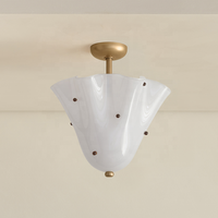Lustre créatif en verre en forme de fleur, petite lampe décorative en cuivre pour chambre à coucher, lustre contemporain en verre pour salle de bain