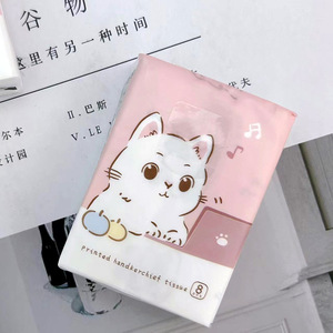 Senwen Happy Cat Mouchoirs en papier Vierge Pâte de bois Poche Boîte de <span class=keywords><strong>cube</strong></span> en tissu 9 paquets 3 plis 8 feuilles Joli chat <span class=keywords><strong>Mouchoir</strong></span> en tissu - Product Image 3