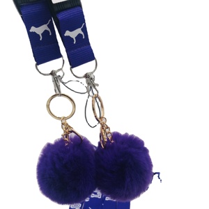 Polyester Silkscreen Printing Love <b>Lanyard</b> Pink Pom Pom Keychain <b>Lanyard</b> <b>Key</b> - Product Image 3