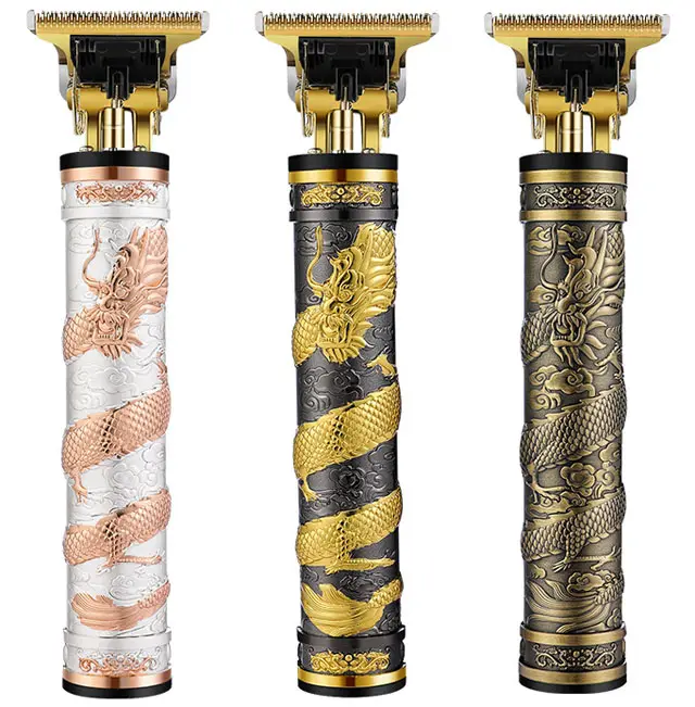Black Golden Dragon Portable Electric USB Rechargeable Hair Trimmers Professional Hair Cutter Sculpture Hair Clipper