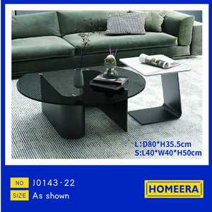 Tavolino da Caffè Moderno con Piano in Vetro Temperato e Struttura in Metallo, Design a Incastro per Arredamento Soggiorno - Product Image 3