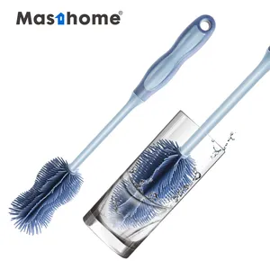 Masthome 100% Food-Grade TPR Silicon Bottle Brush 90 Degree Flexible Anti-Scratch Baby Bottle Brush
