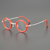 Lunettes de vue unisexes Lentnoon, montures en acétate faites à la main, imprimé géométrique rouge, monture complète, lunettes de lecture durables pour adultes, usage quotidien