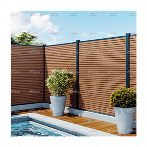 Vente en gros <span class=keywords><strong>180X180</strong></span> Ensemble de clôture WPC murale à lattes étanche pour l'extérieur, bois traité thermiquement au charbon de bois kaki complet - Product Image 1