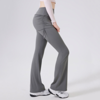 Pantalon de sport évasé taille haute pour femme, confortable, amincissant, avec cordon de serrage aux hanches, idéal pour la course et la gym (vente en gros)