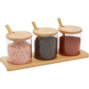 Lot de 3 pots à épices multifonctionnels en verre de 260 ml avec support – Vente en gros - Product Image 2