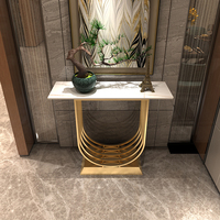Meubles de salon, tables consoles en marbre haut de gamme, table d'entrée moderne de luxe, table de salon en acier inoxydable doré, table de couloir