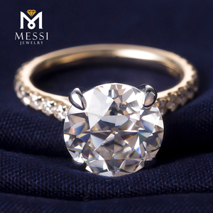 Messi Gioielli <span class=keywords><strong>Solitario</strong></span> 14K Giallo <span class=keywords><strong>Oro</strong></span> Bianco 2 Carati Vecchio Tagliati Europee di Fidanzamento Moissanite <span class=keywords><strong>Anello</strong></span> di Diamanti - Product Image 6