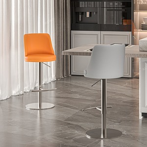 Tabouret de bar d'hôtel moderne avec fonction de levage et de rotation, <span class=keywords><strong>chaise</strong></span> de luxe en acier inoxydable avec dossier, comptoir de cuisine - Product Image 2